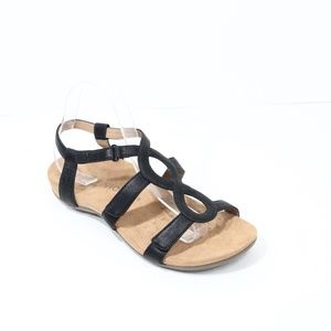 Vionic Sandals New Faux Black Leather Shoe Women sz 8 Jodie